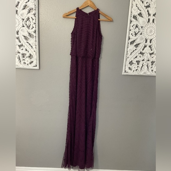 Adrianna Papell ART DECO BEADED BLOUSON DRESS WITH HALTER NECKLINE size 0 D106 - Picture 2 of 12